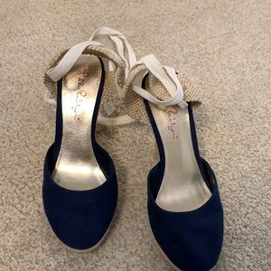 Lily Pulitzer tie up wedges